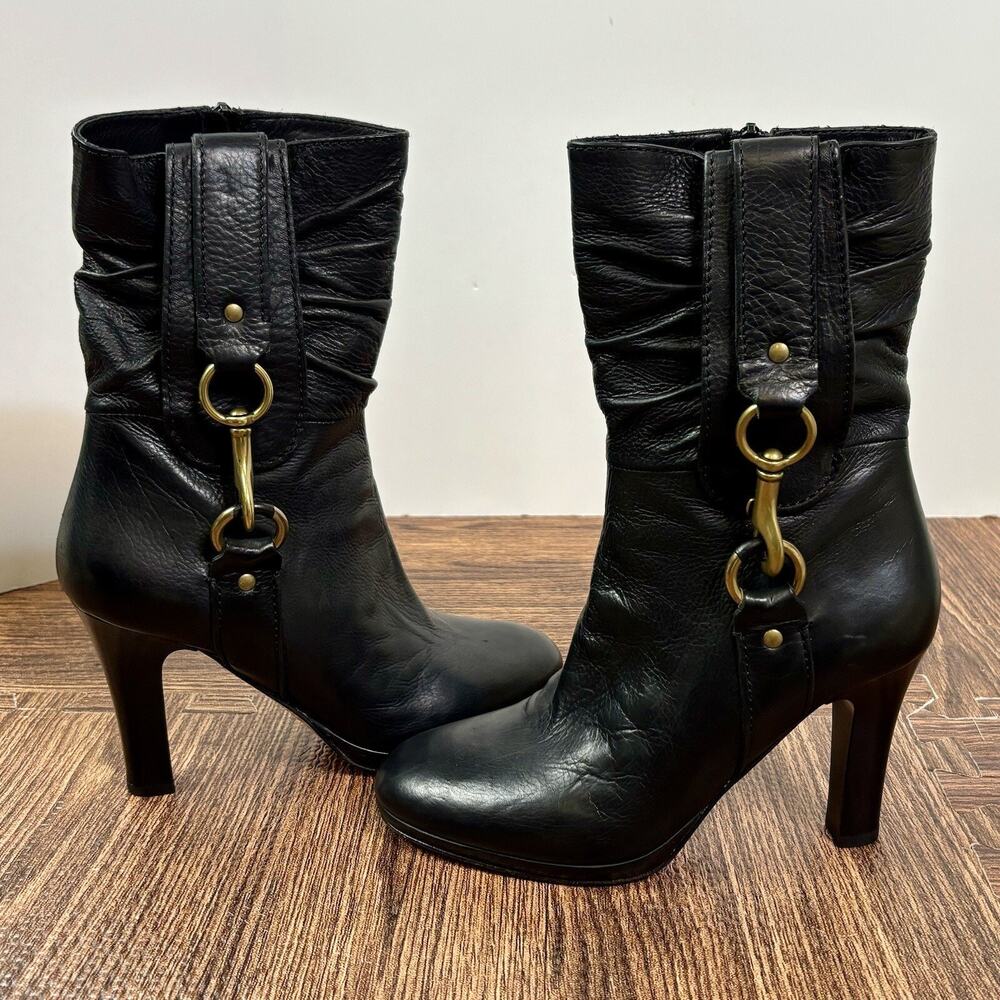 Vintage Coach Torre Black Leather Slouched Boot w/ Buckle Sz 6.5 - Picture 2 of 13